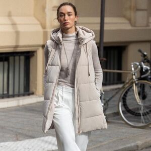 Zara LONG PADDED HOODED VEST